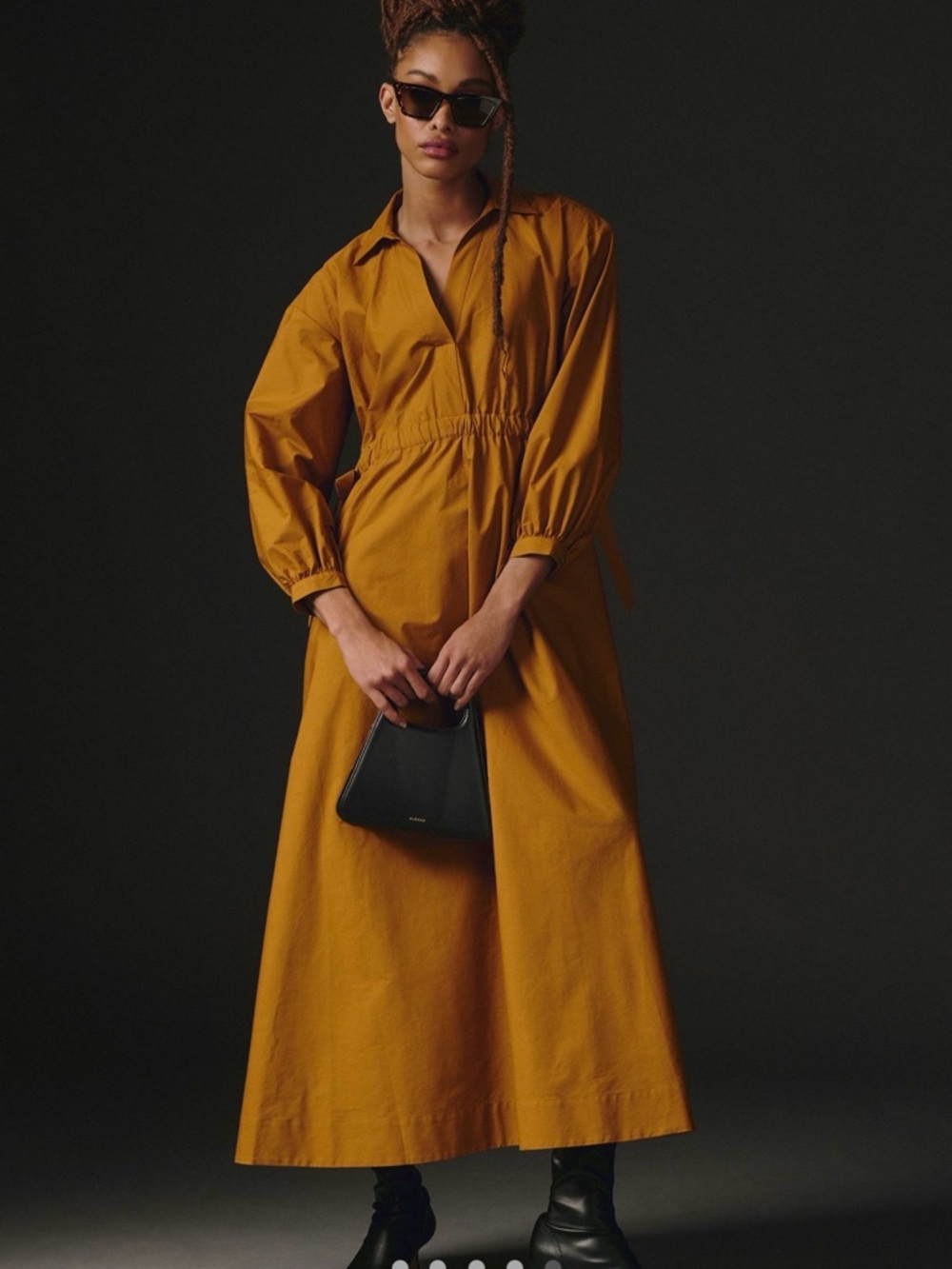 Anthropologie Maeve Cinched Midi Shirt Dress